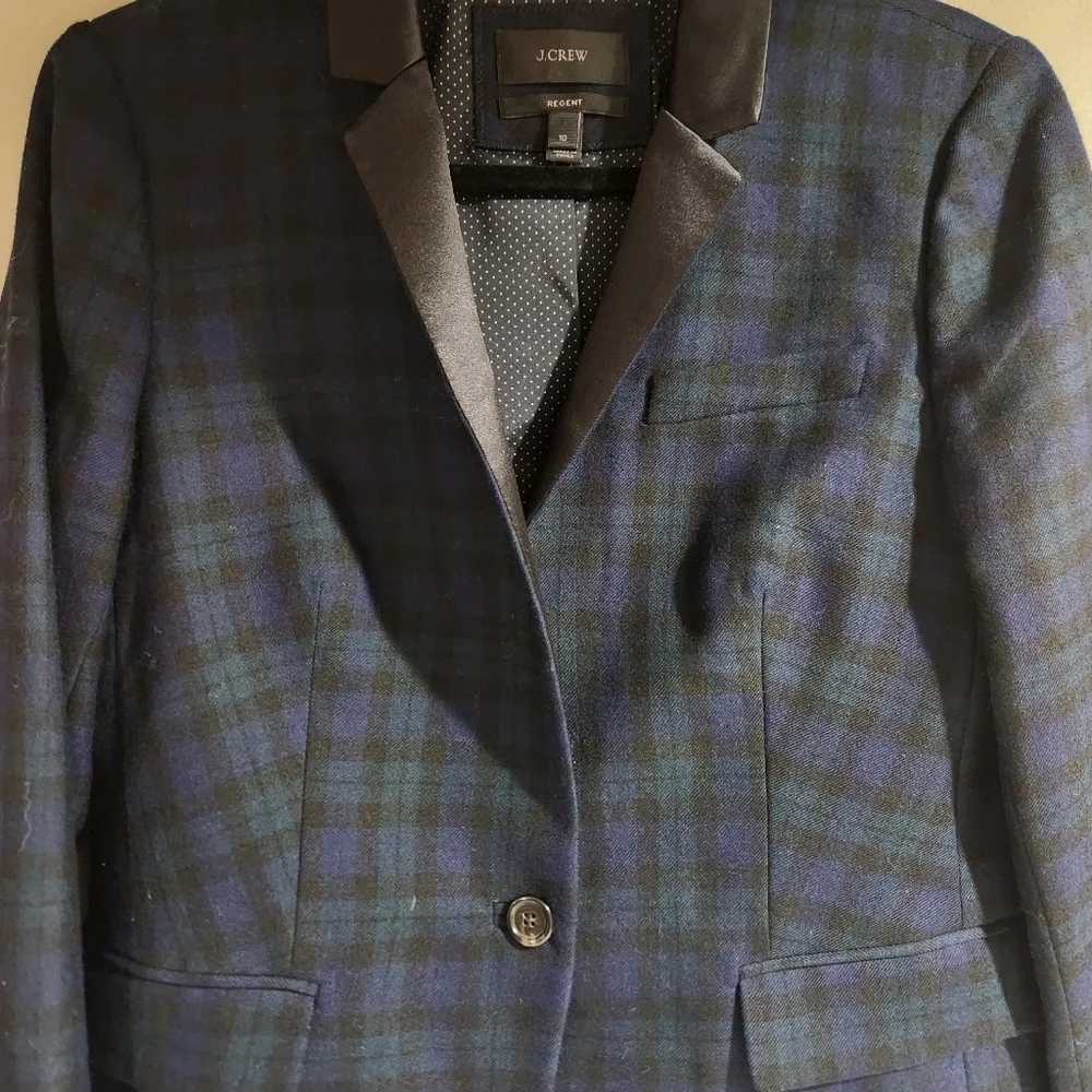 J. Crew Womens Size 10 Schoolboy Blazer Tartan Plaid 100% Wool - Picture 2 of 7
